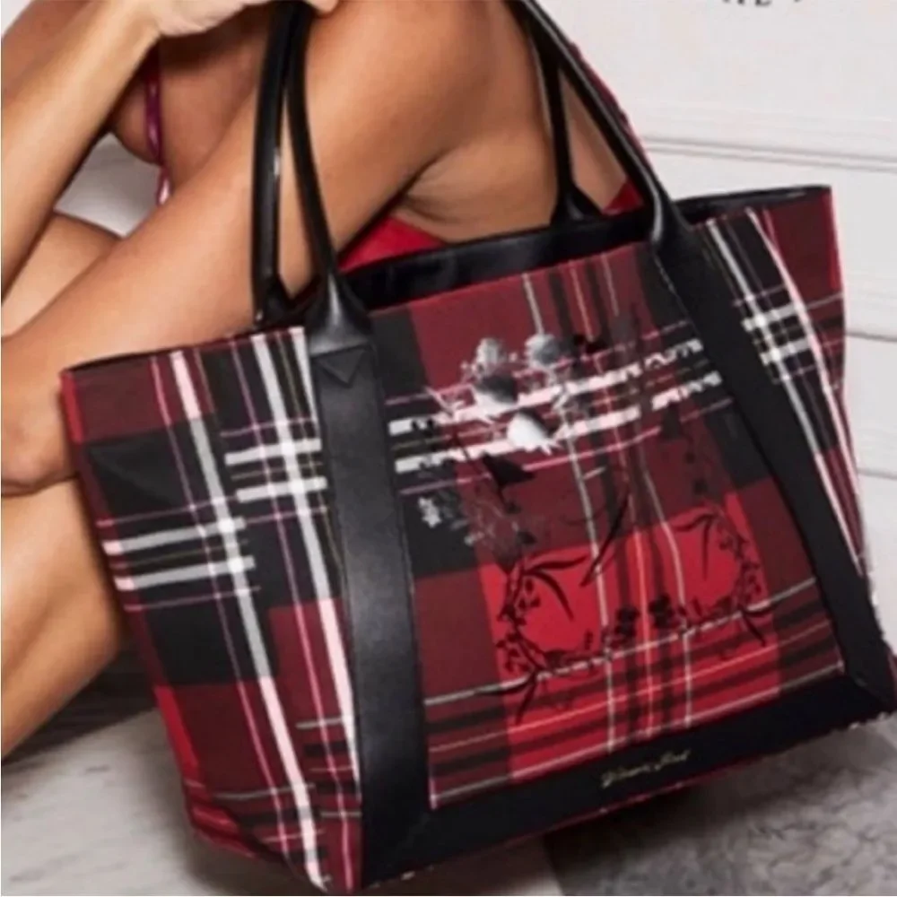 Victoria's Secret Red Plaid Tote Bag Limited Edition NWT